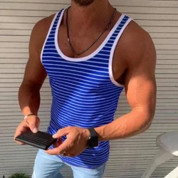 Casual Striped Sports Tank Top