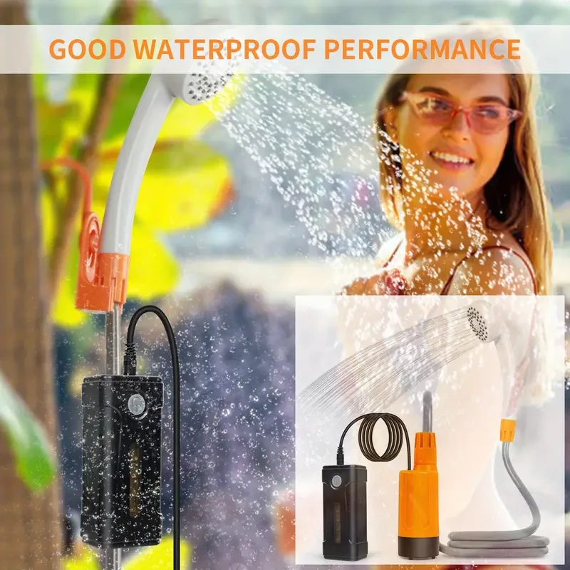 USB Rechargeable Portable Camping Shower Pump - Steady Water Flow from Bucket - Perfect for Travel and Camping