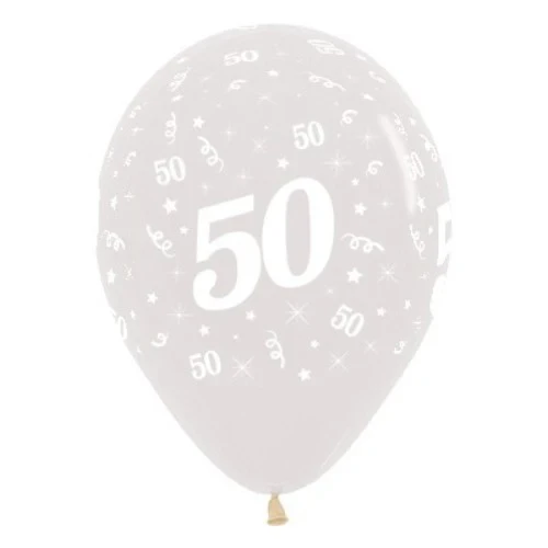 Balloons Age 50 Jewel Crystal Clear - Pack of 6