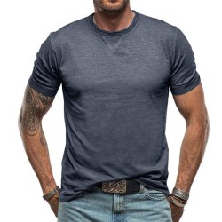 Casual Cotton Solid Color Round Neck Short Sleeve T-Shirt