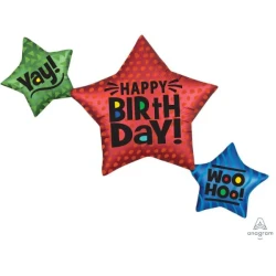 Hapy Birthday Balloon Satin Star Cluster