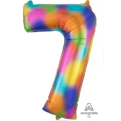 Rainbow Splash Numeral 7 Balloon Supershape