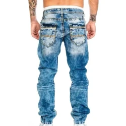 Men's Retro Distressed Straight Jeans