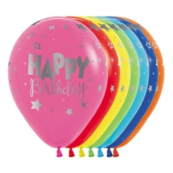 Balloon 30cm Metalink Happy Birthday Radiant Fashion Assorted  (Pack of 25)