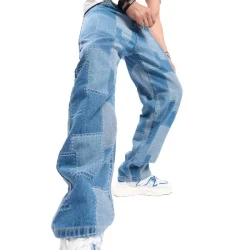 Vintage Plaid Loose Wide Leg Pants Floor Mopping Jeans