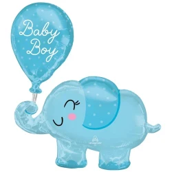 Foil Balloon - SS Baby Boy Elephant & Balloon (78cm)