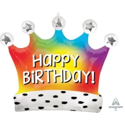 Balloon - SuperShape Happy Birthday Satin Rainbow Crown