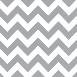 Chevron Lunch Napkins - Frosty White - Pack of 16