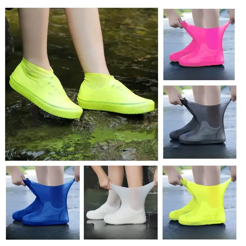 3 Pair Waterproof Reusable Latex Rain Boot Covers - Universal Fit, High-Quality, All Weather Protection