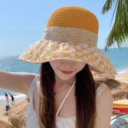 Lace Bow Sunshade Straw Hat