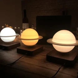 Floating Jupiter LED Table Lamp - Levitate & Rotate Night Light with Touch Control