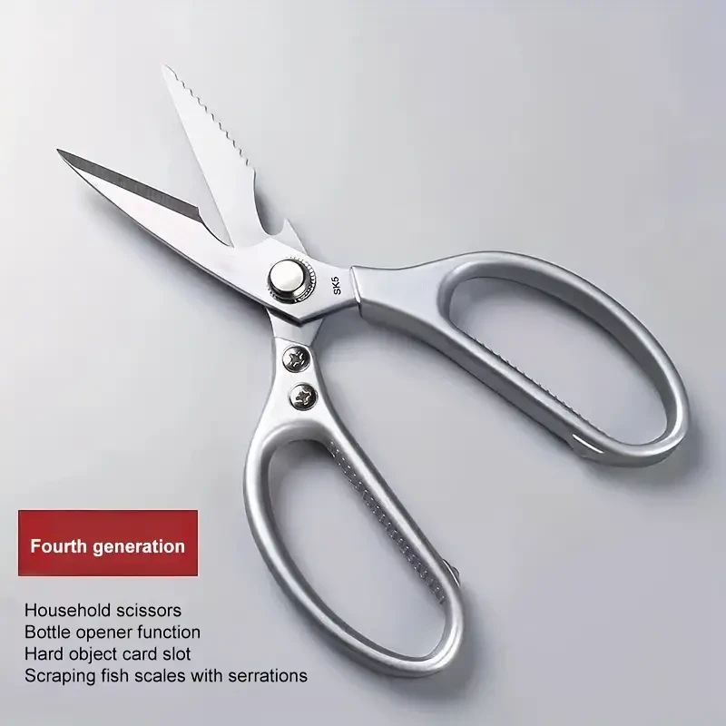 Heavy Duty Multi-Function Kitchen Scissors - 304 Stainless Steel Cooking Shears for Chicken, Meat, Fish, and Poultry