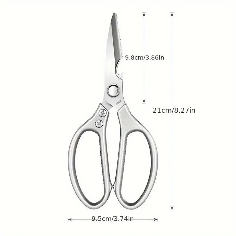 Heavy Duty Multi-Function Kitchen Scissors - 304 Stainless Steel Cooking Shears for Chicken, Meat, Fish, and Poultry