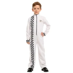 Boys Girls White Racer Performance Costume