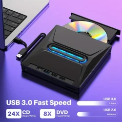 2024 Luminous 3-Port USB 3.0 External CD/DVD Drive