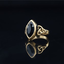 Fashion Retro Black Gem Titanium Steel Ring