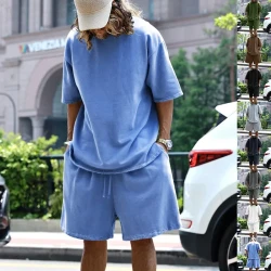 Casual Solid Color Men's Pocket Shorts Set