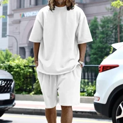 Casual Solid Color Men's Pocket Shorts Set