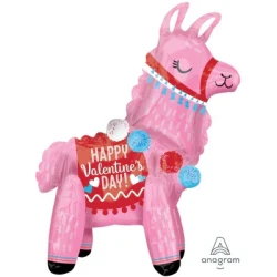 Multi-Balloon Happy Valentine's Day Standing Llama