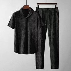 Loose Short Sleeve Top & Drawstring Trousers Men's wear