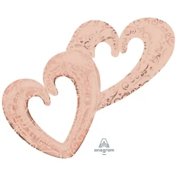 Multi-Balloon Interlocking Hearts Rose Gold