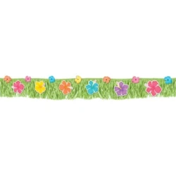 Summer Hibiscus Fringed Plastic Banner & Fabric Flowers