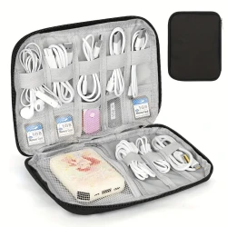 Travel Essentials Multi-Pocket Cable Organizer Bag - Small Charging Cord Storage and Accessory Bag