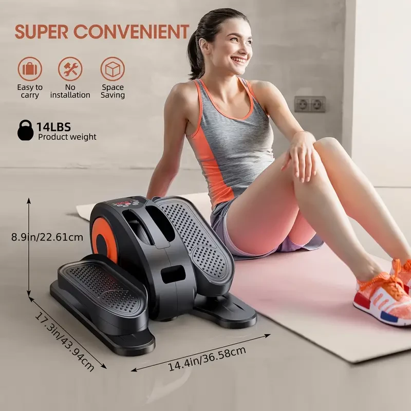 Under Desk Elliptical Machine - Quiet & Portable Electric Seated Pedal Exerciser with Remote Control & 12 Adjustable Speeds