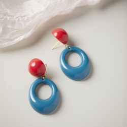 Retro Bold Color Block Circle Earrings