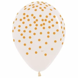 30cm Gold Confetti Jewel Crystal Clear Latex Balloons - Pack of 12