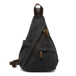 Men's Vintage Canvas Solid Color Chest Bag