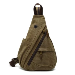 Men's Vintage Canvas Solid Color Chest Bag