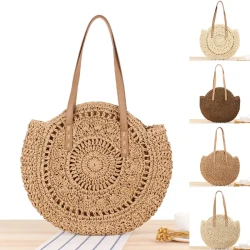 Straw Summer Round Shoulder Bag