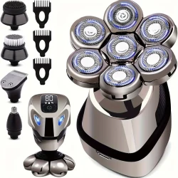 7D Head Shavers for Bald Men - Anti-Pinch Electric Razor with 5-in-1 Men's Grooming Kit