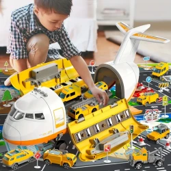 Large Transport Spray Airplane Toys for 3 Year Old - Includes 10 Vehicle Cars