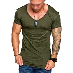 Solid Color V-Neck Short-Sleeved T-Shirt