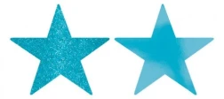 Solid Star Cutouts Foil & Glitter - Caribbean Blue (Pack of 5)