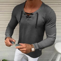 Slim Fit V-Neck Long Sleeve T-Shirt