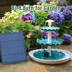 3 Tier Bird Bath with 3.5W Solar Pump - Garden Decoration and Outdoor Bird Feeder