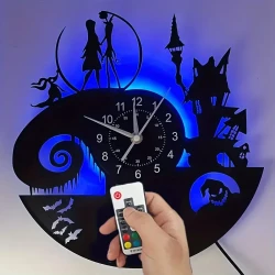 Vinyl Record Wall Clock - 12 Inch Musical Clock with 7 Color Night Lights
