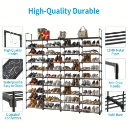 9-Tier Supreme Shoe Storage Solution - Sturdy Stackable Cabinet for 50 Pairs