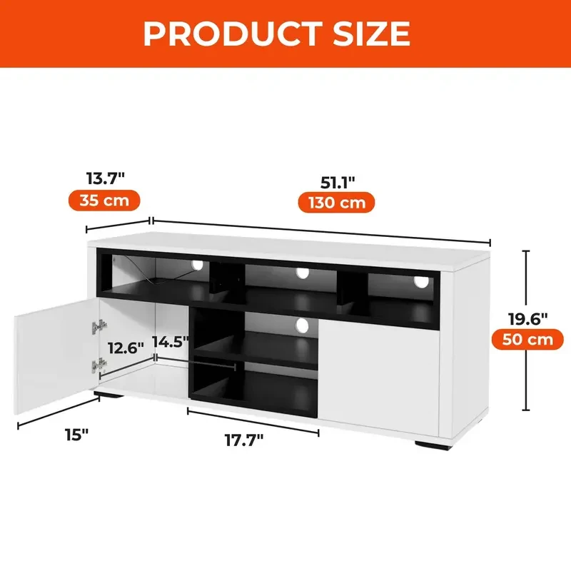 LED TV Stand Cabinet 60" - High Gloss Entertainment Center Media Console