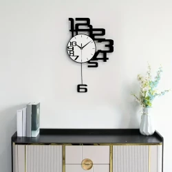 Chic Modern Wall Clock with Silent Digital Display - Battery-Powered Creative Decor