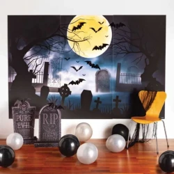 Graveyard Backdrop Deluxe Scene Setters Kit - Pack of 12