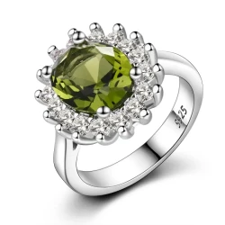 Elegant Oval Sunflower Zircon Ring – S925 Sterling Silver Statement Jewelry for Women