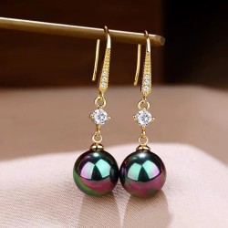 Elegant Pearl Drop Earrings with Zircon Accents – Slimming Gold Fashion Jewelry