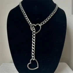 Stainless Steel Lariat Heart Necklace