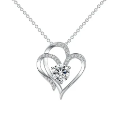 Zircon Double Love Necklace With Rhinestone