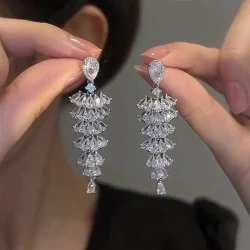 Sparkling Zircon Christmas Tree Drop Earring