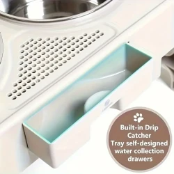 Raised Dog Bowls - Adjustable Elevated Stand with Anti-Slip Design and Stainless Steel Bowls